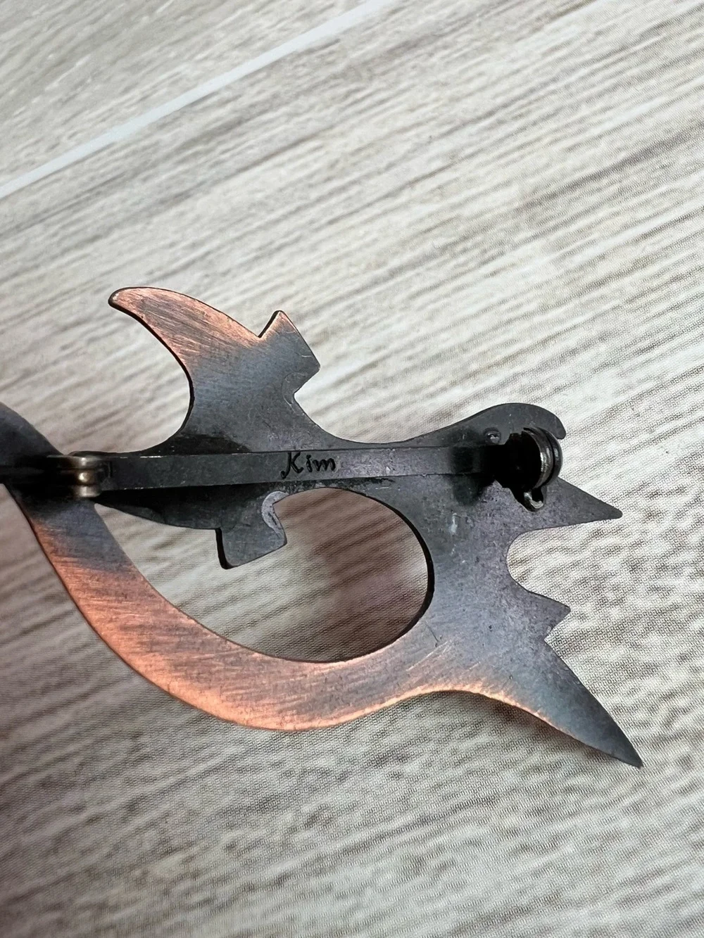 Vintage 1960’s Copper Abstract Cat Pin